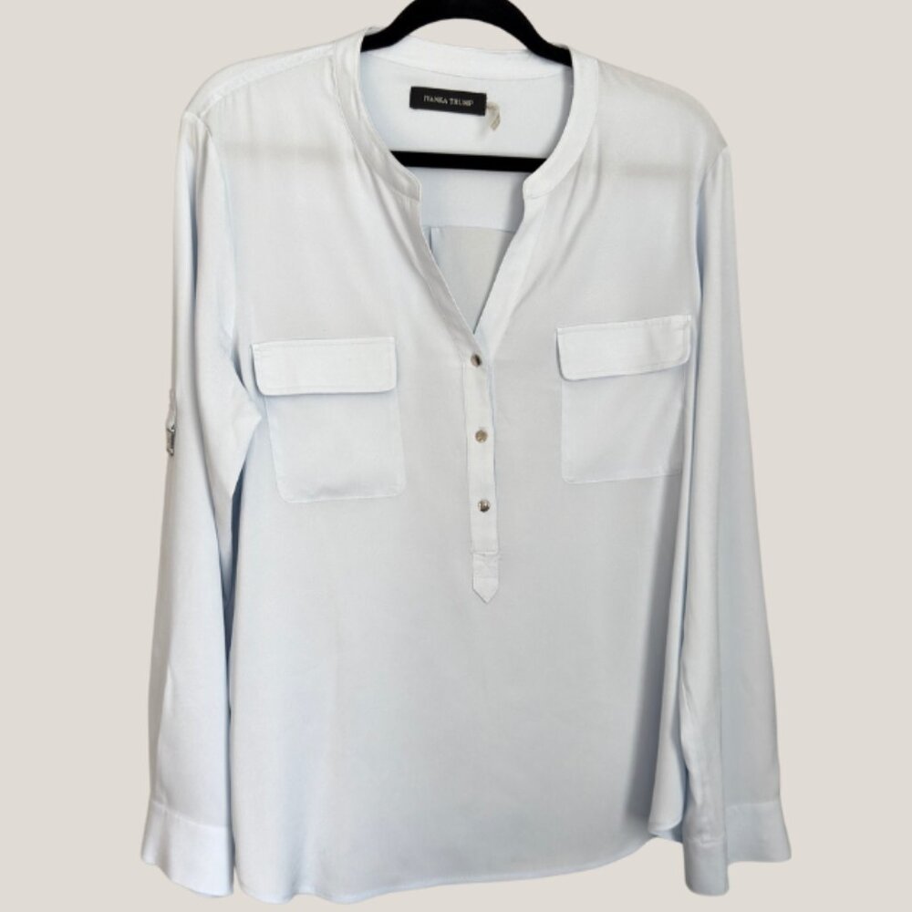 *$5 SALE* Ivanka Trump Blouse Baby blue Womens, XL Long Sleeve Career Button Up